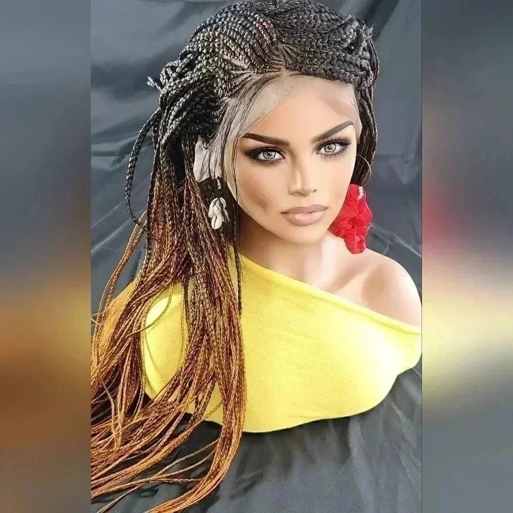 ๐ฅ Auburn Ombre Box Braids Wig w/Lace | Premium Synthetic | Heat Resistant - Picture 2 of 15
